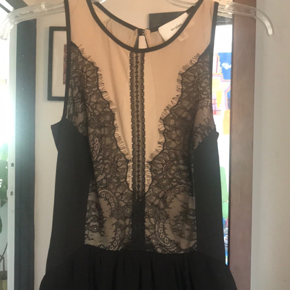 🛍 High low black and sheer nude dress xs